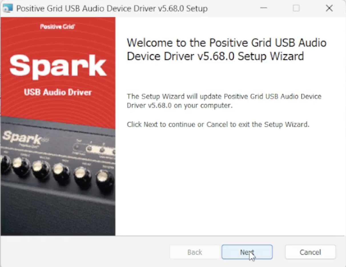 Installing windows driver for spark live help center
