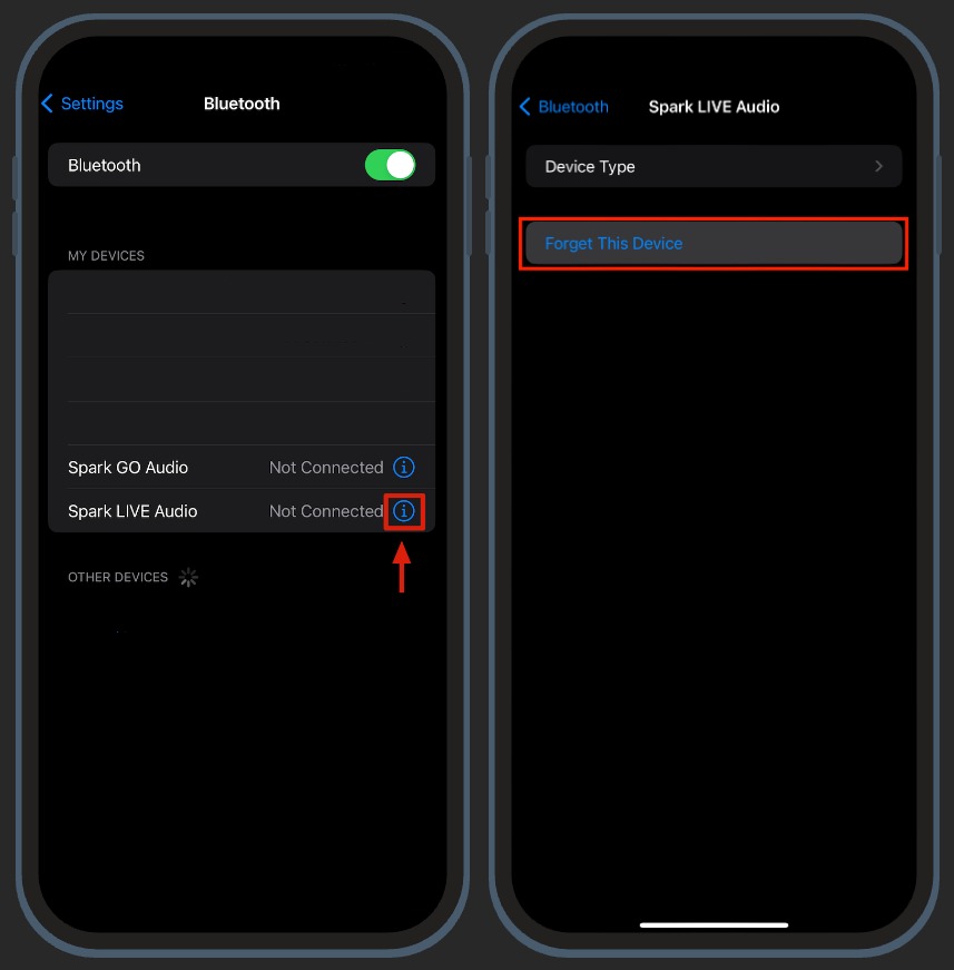 iOS Bluetooth settings