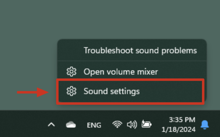 Open Sound settings