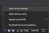 Open Sound settings screenshot