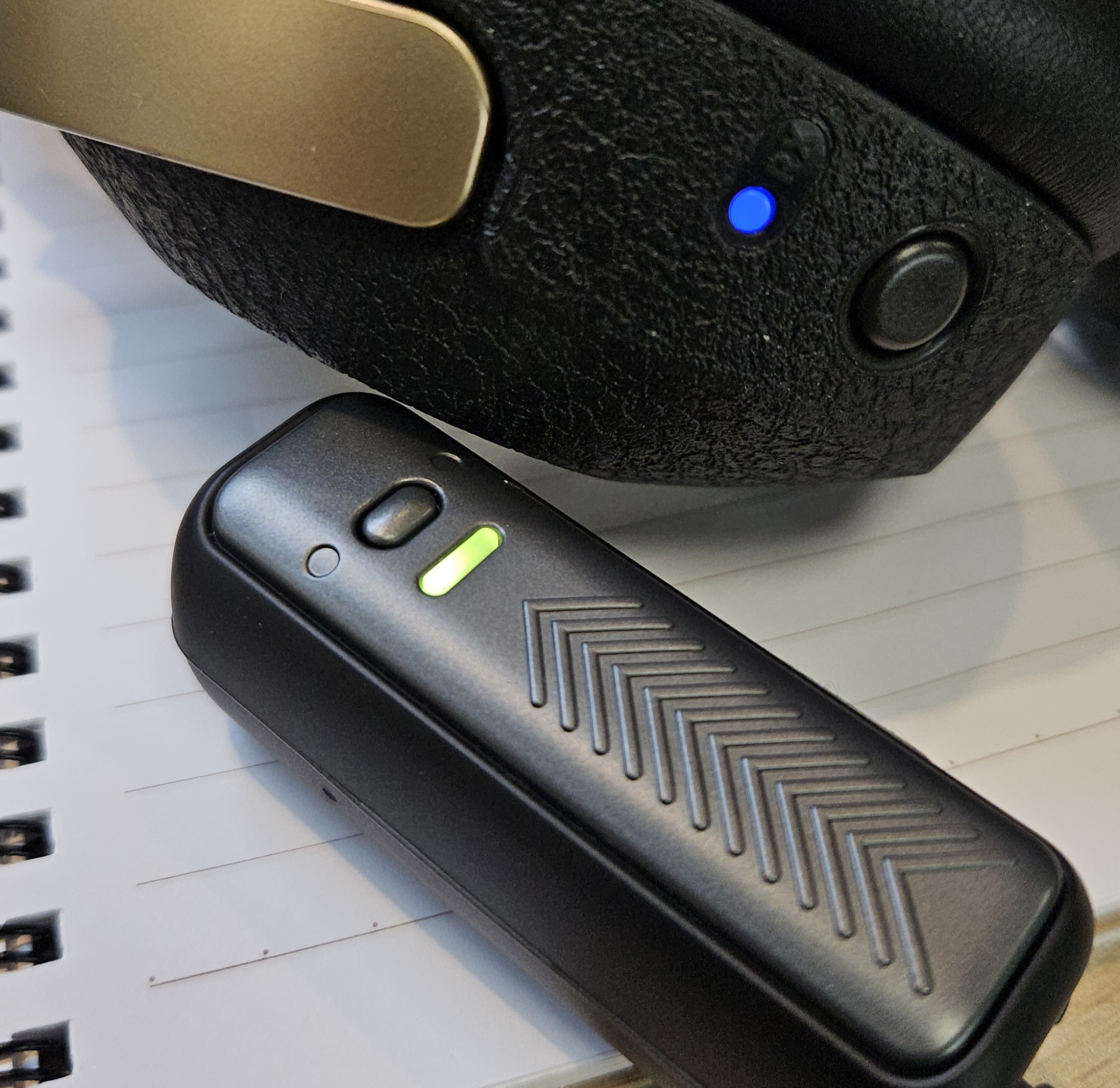 Successfully paired - RX solid blue, TX solid green