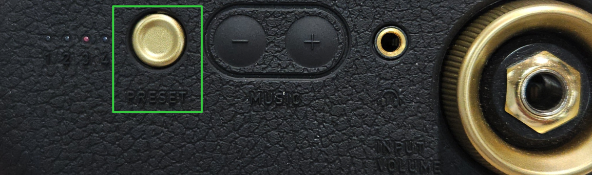 Spark GO top panel — PRESET button