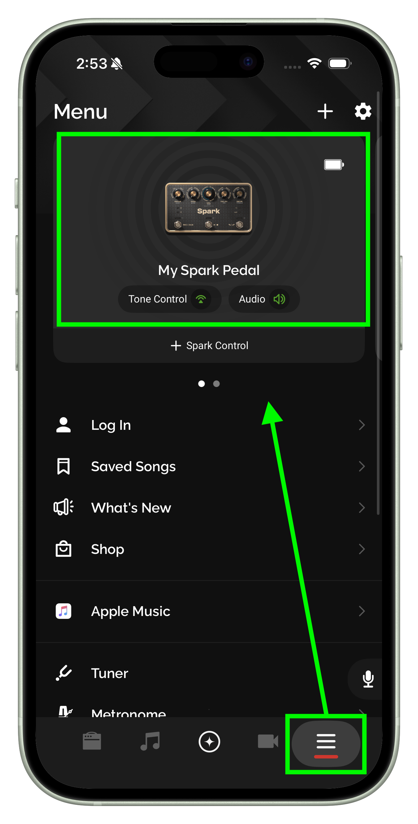 Menu page — tap the product card