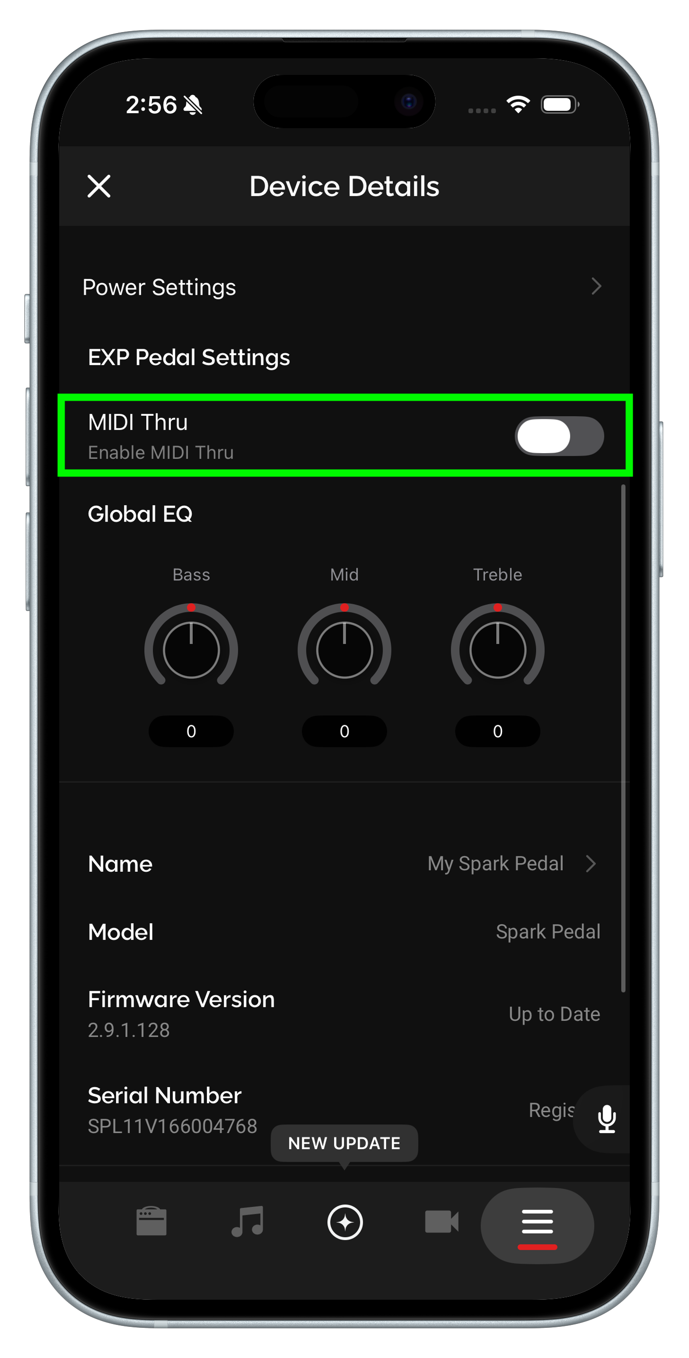 MIDI Thru toggle in Device Details