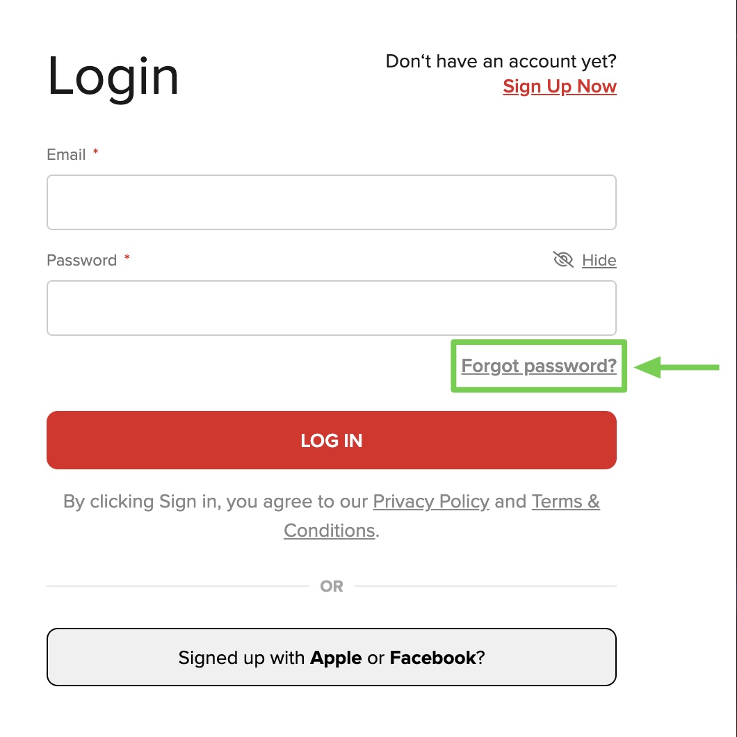 Login page with Forgot password? link