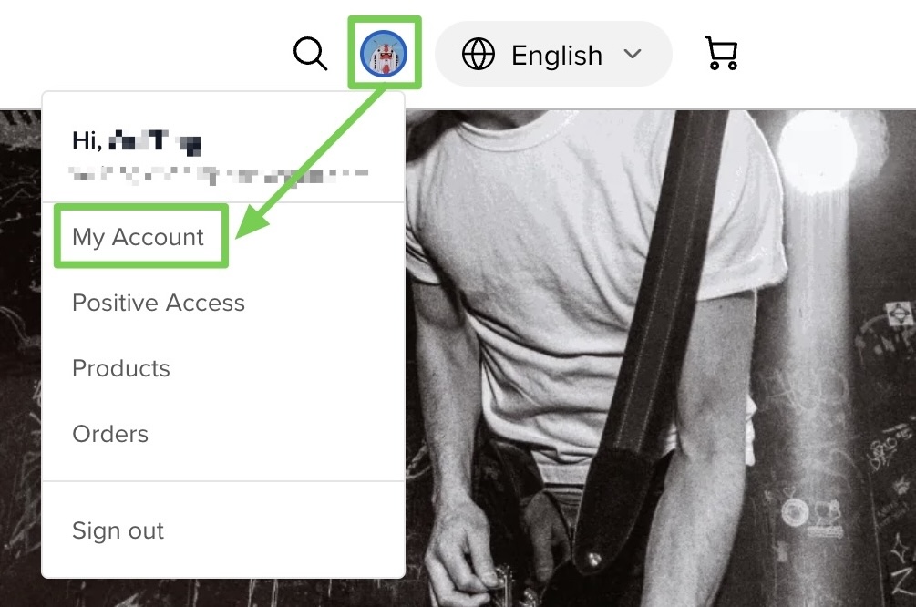 Profile dropdown menu with My Account