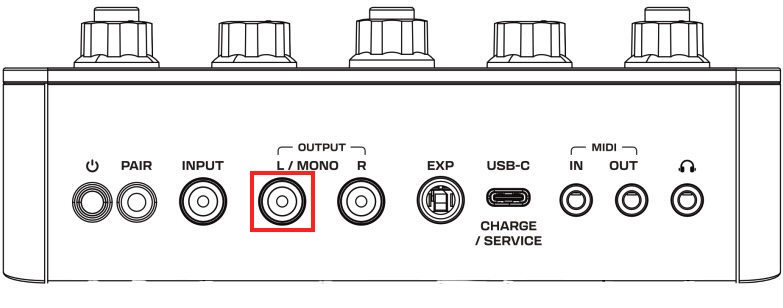 Line Out L/MONO on Spark PEDAL rear panel